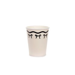Paper cups with bows, cream-black, 220 ml (1 pkt / 6 pc.)