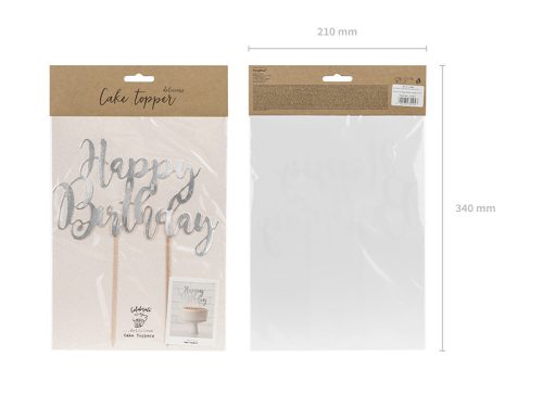 Tortatortabeszúró Boldog születésnapot, ezüst, 22,5 cm
