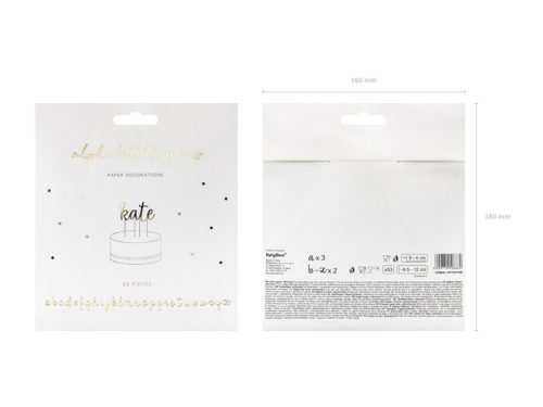 tortabeszúró Alphabet, arany, 9,5-12cm (1 pkt / 53 db.)