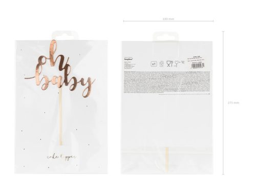 Tortatortabeszúró Oh baby, rózsa arany, 25 cm