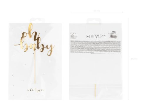 Tortatortabeszúró Oh baby, arany, 25 cm