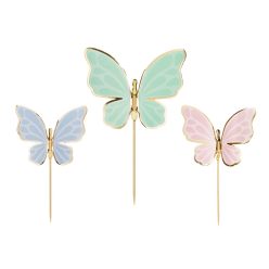 Cake toppers Butterflies, 9 x 6.5 cm, mix (1 pkt / 9 pc.)