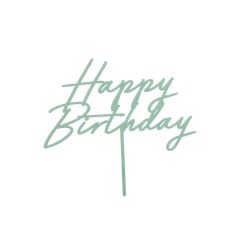   Akril tortafedő ''Happy Birthday'', zöld, 16,5 cm