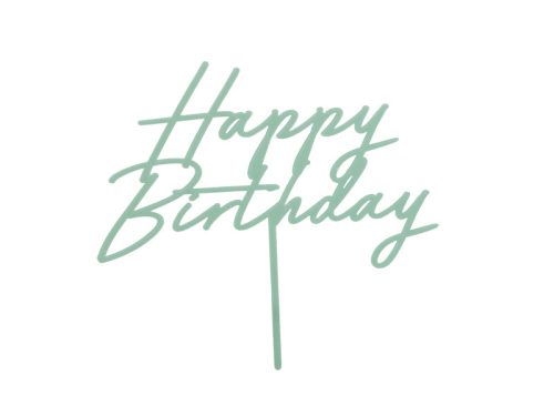 Akril tortafedő ''Happy Birthday'', zöld, 16,5 cm