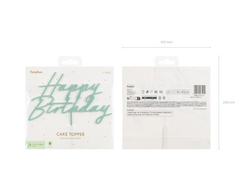 Akril tortafedő ''Happy Birthday'', zöld, 16,5 cm