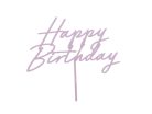 Akril tortafedő ''Happy Birthday'', lila, 16,5 cm