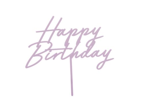 Akril tortafedő ''Happy Birthday'', lila, 16,5 cm
