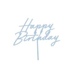   Akril tortafedő ''Happy Birthday'', páráskék, 16,5 cm