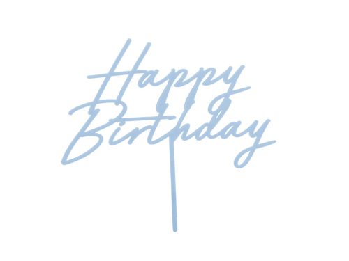 Akril tortafedő ''Happy Birthday'', páráskék, 16,5 cm