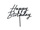 Akril tortafedő ''Happy Birthday'', fekete, 16,5 cm