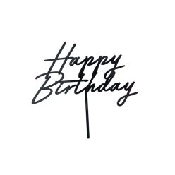   Akril tortafedő ''Happy Birthday'', fekete, 16,5 cm