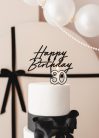Akril tortafedő ''Happy Birthday'', fekete, 16,5 cm