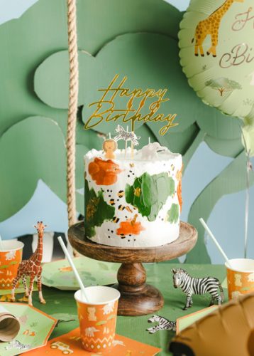 Arany színű akril 'Happy Birthday' tortadísz 18x16,5 cm