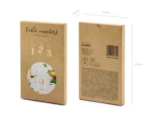 Átlátszó asztali számok, arany, 7x12cm (1 pkt / 20 db.)