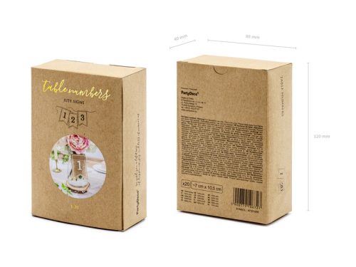 Juta táblaszámok, fehér, 7x10,5 cm (1 db / 20 db)