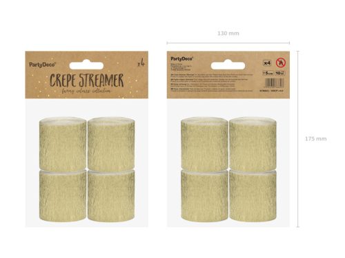 Krepp szalag, 5cm/10m, arany (1 pkt / 4 db.)