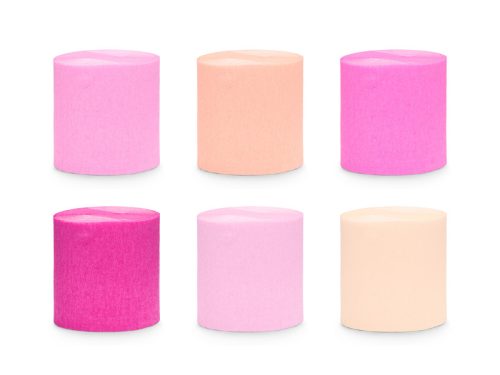 Crepe dekorációs szalag 5 cm x 10 m, 6 darabos vegyes színű készlet