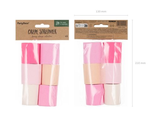 Crepe dekorációs szalag 5 cm x 10 m, 6 darabos vegyes színű készlet