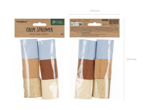 Crepe szalag kék és barna árnyalatokban, 5 cm x 10 m, 6 db