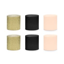 Crepe szalag 5 cm x 10 m, 6 db fekete-arany mix