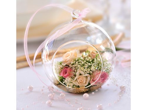 Dekorációs üveggömbök szatén szalaggal 4db/ csomag