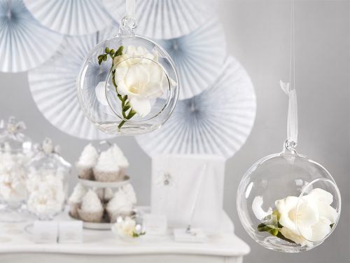 Dekorációs üveggömbök szatén szalaggal 4db/ csomag