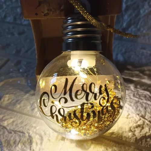 LED-es karácsonyfadísz arany - Merry Christmas felirattal