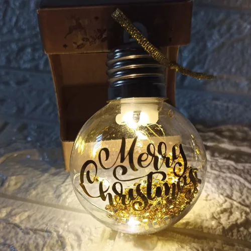 LED-es karácsonyfadísz arany - Merry Christmas felirattal