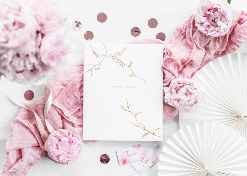 Vendégkönyv, 20x24,5cm, fehér, 22 lap 