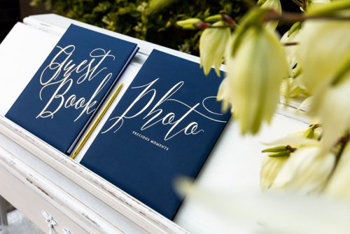 Vendégkönyv, 20x24,5cm, sötétkék, 22 lap