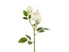 Művirág - Rózsa két bimbóval, 55 cm, világos krém