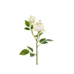 Művirág - Rózsa két bimbóval, 55 cm, világos krém