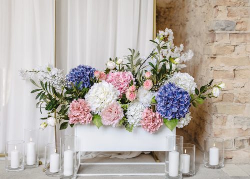 Művirág - Hortenzia, 35 cm, fehér