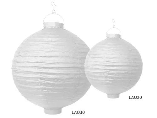 LED-es Fehér színű papír lampion 20 cm