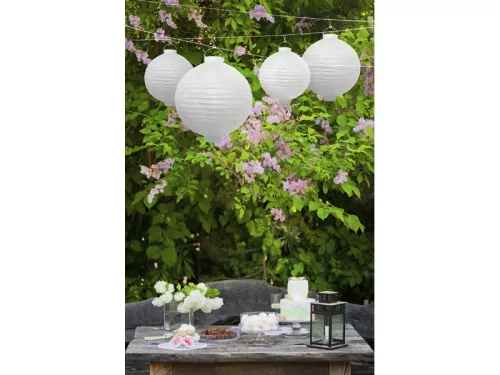 LED-es Fehér színű papír lampion 20 cm
