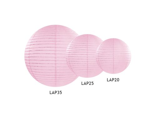 Világos rózsaszín papír lampion, 25cm