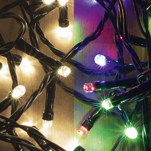 LED-es DUAL COLOR fényfüzér, 7 m / 100 db melegfehér és színes LED, kül- és beltéri