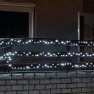 LED-es fényfüzér, 14 m / 200 db hidegfehér LED, 8 fényprogram, kül- és beltéri