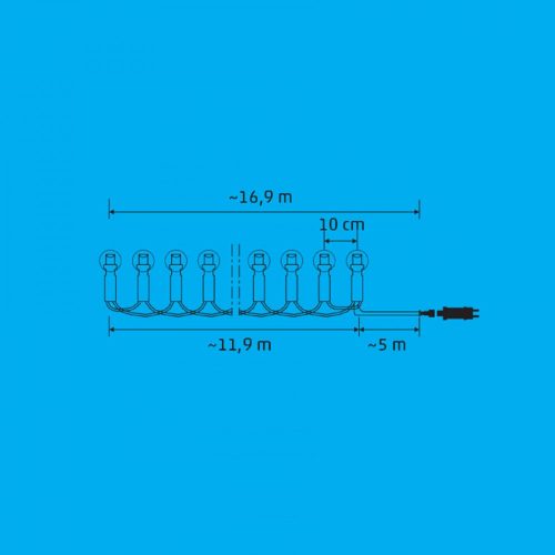 LED-es fényfüzér, 11,9 m / 120 db RGB LED, applikációval vezérelhető, kül- és beltéri