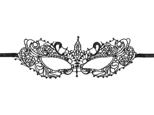 Csipke karneváli maszk, fekete, 20 x 7,3 cm