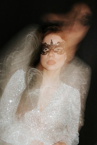 Csipke karneváli maszk, fekete, 20 x 7,3 cm