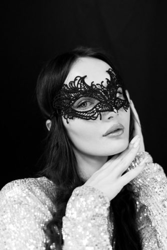 Csipke karneváli maszk, fekete, 21 x 8 cm