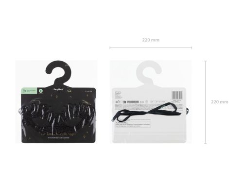 Csipke karneváli maszk, fekete, 21 x 8 cm