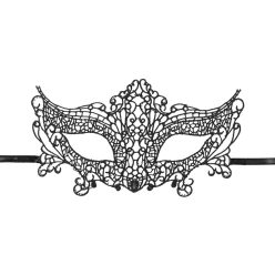 Csipke karneváli maszk, fekete, 20 x 11 cm