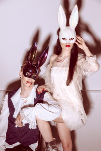 Nyuszi maszk, 16,5x34 cm, fehér