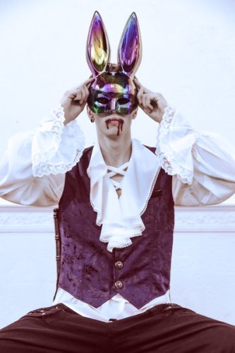 Nyuszi maszk, 16,5x34 cm, fekete