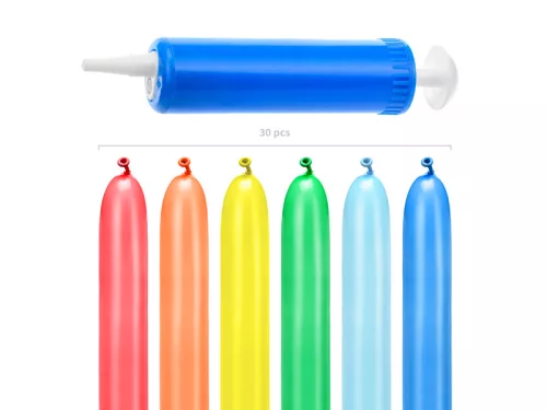 Modellező pasztell lufik 130cm, pumpával, mix (1 db / 30 db.)