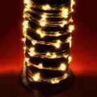 LED-es fényfüzér, 120 db melegfehér micro LED, 6 ágú, hálózati adapter, kül- és beltéri