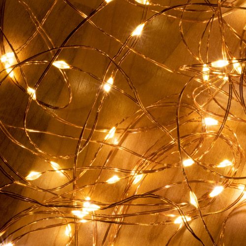 LED-es fényfüzér-köteg, 150 db melegfehér micro LED, 6 ágú, kül- és beltéri 