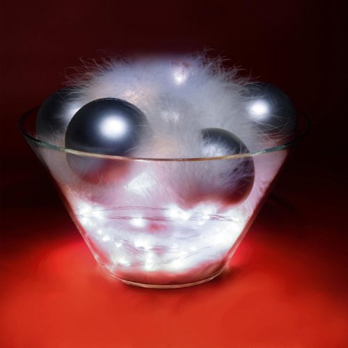 LED-es fényfüzér, 15,9 m / 160 db hidegfehér micro LED,  kül- és beltéri 